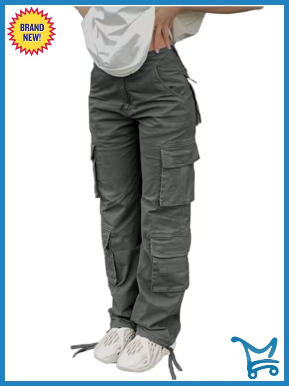 High Waisted Cargo Pants Women Baggy Y2K Straight Wide Leg with Pockets